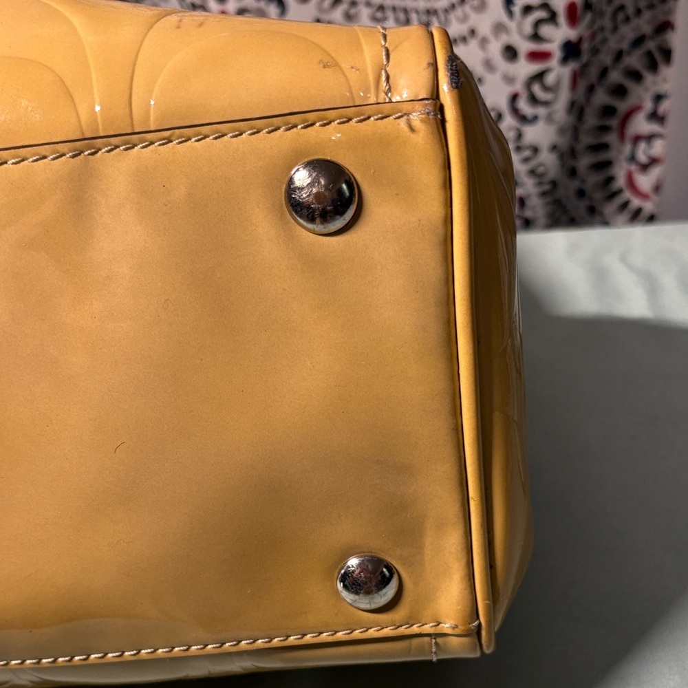Coach Hampton Gallery Mustard Yellow Embossed Patent Leather Tote F14414 - Picture 11 of 15